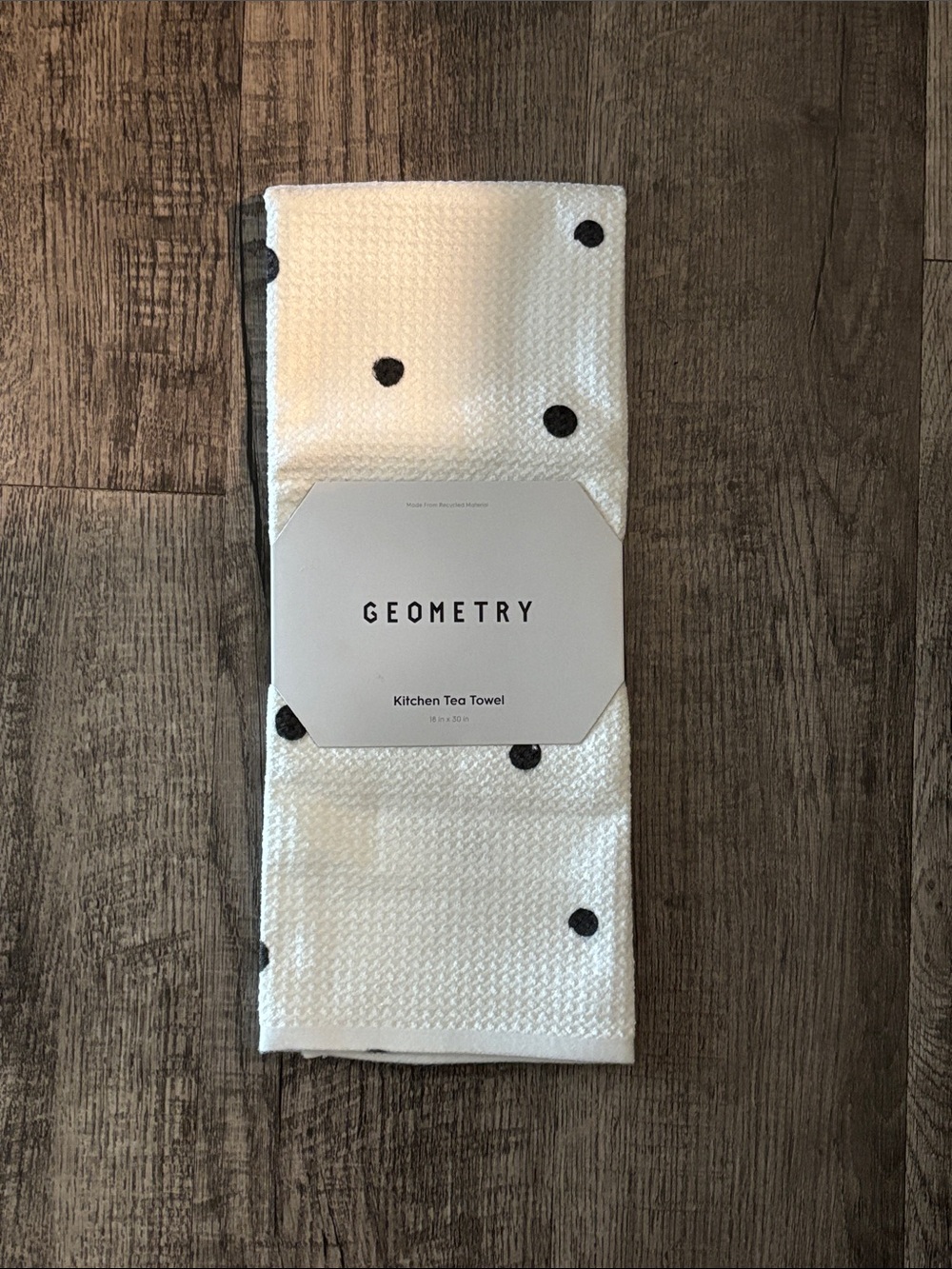GEOMETRY Kitchen Tea Towel White with Black Dots